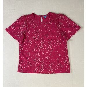 Draper James Pink Floral Flutter Sleeve Blouse Size M Preppy Business Casual